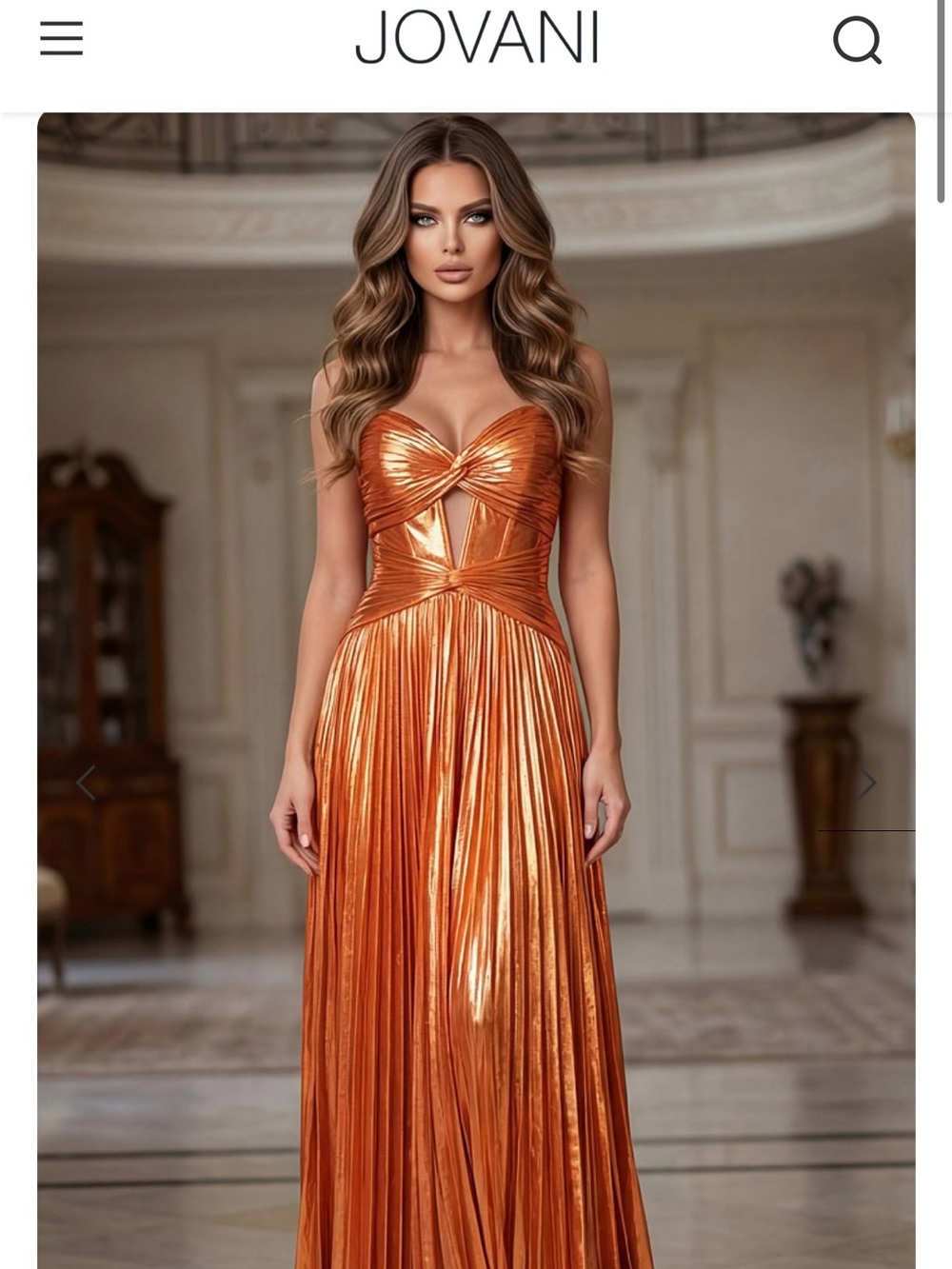 Jovani Size 6 Style 44229 NWOT Orange Shimmer Strapless with Leg Slit